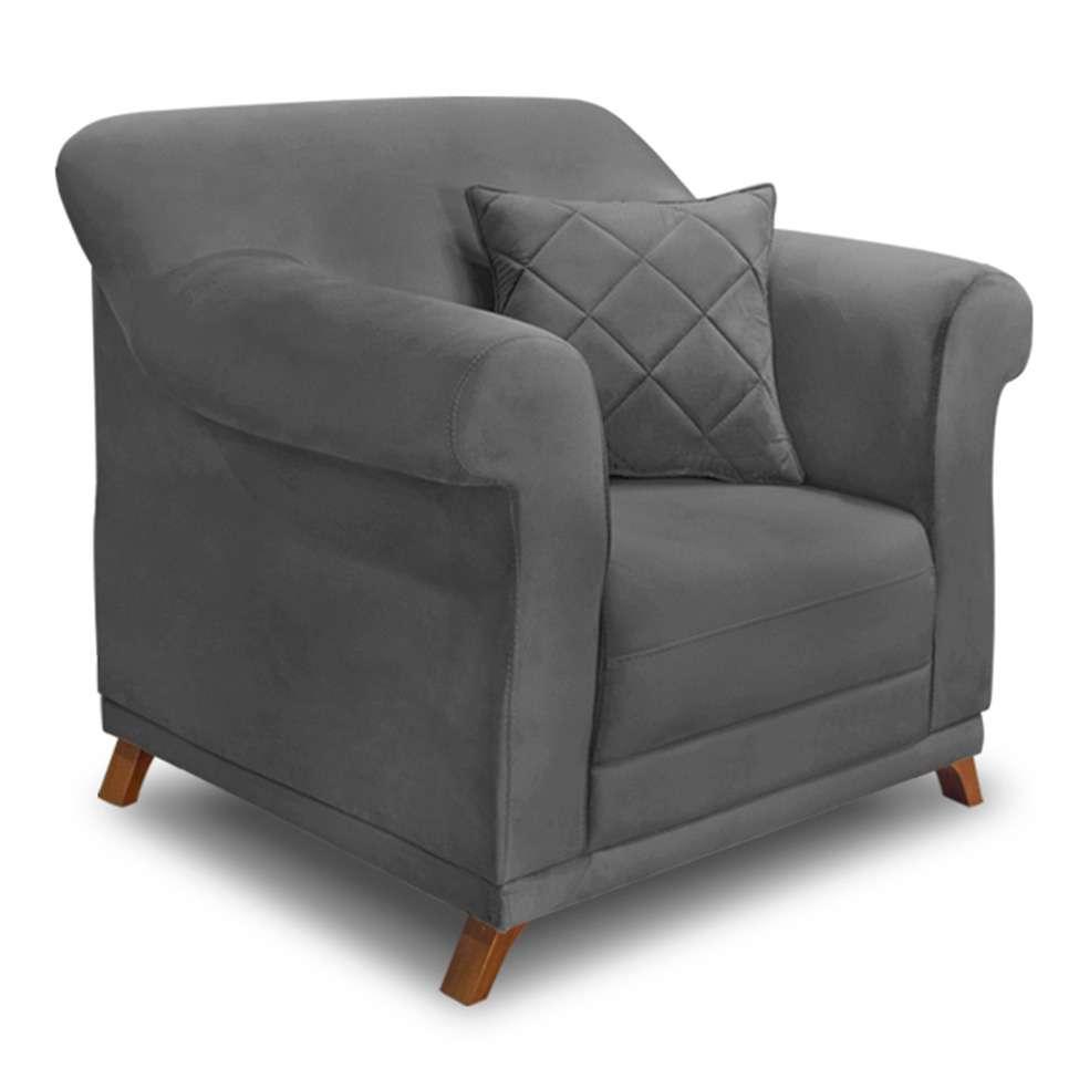 Poltrona Abruzzo Suede Cinza - 1