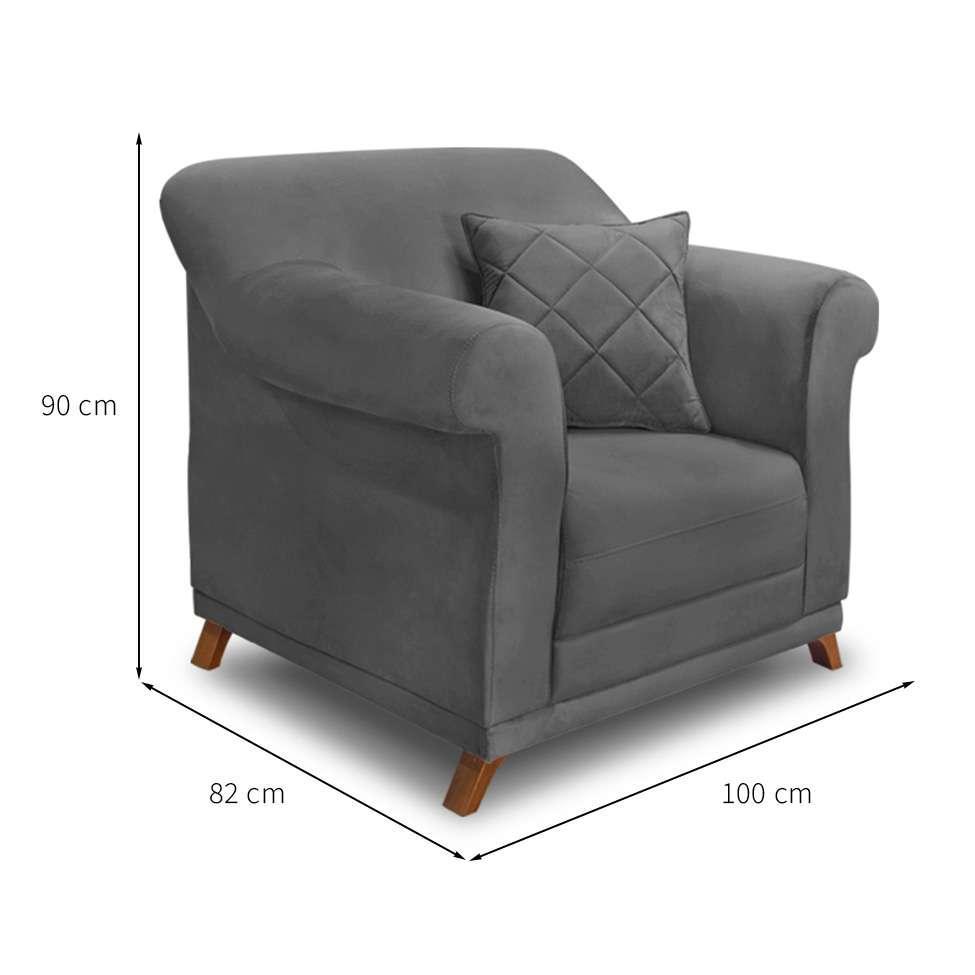 Poltrona Abruzzo Suede Cinza - 3