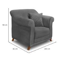 Poltrona Abruzzo Suede Cinza - 3