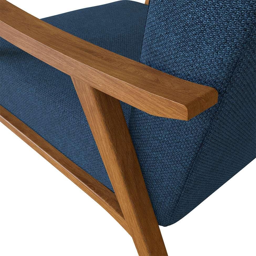 Poltrona Ravena Poliéster Azul Marinho e Nogueira - 7