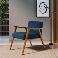 Poltrona Ravena Poliéster Azul Marinho e Nogueira - 1