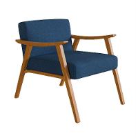 Poltrona Ravena Poliéster Azul Marinho e Nogueira - 2