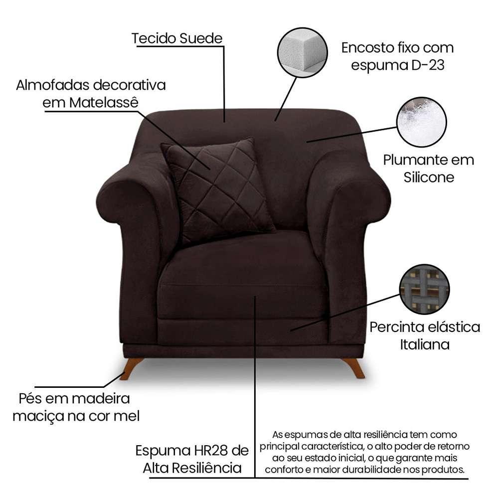 Poltrona Abruzzo Suede Café - 4