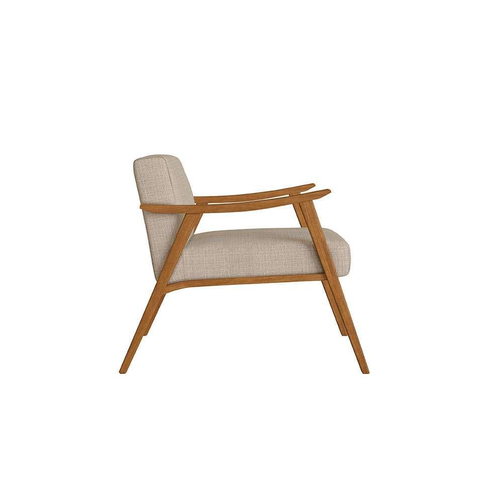 Poltrona Ravena Algodão Bege e Nogueira - 5