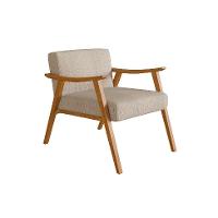 Poltrona Ravena Algodão Bege e Nogueira - 2