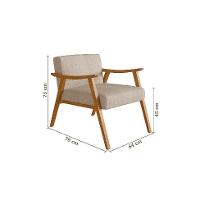 Poltrona Ravena Algodão Bege e Nogueira - 3