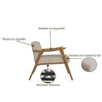 Poltrona Ravena Algodão Bege e Nogueira