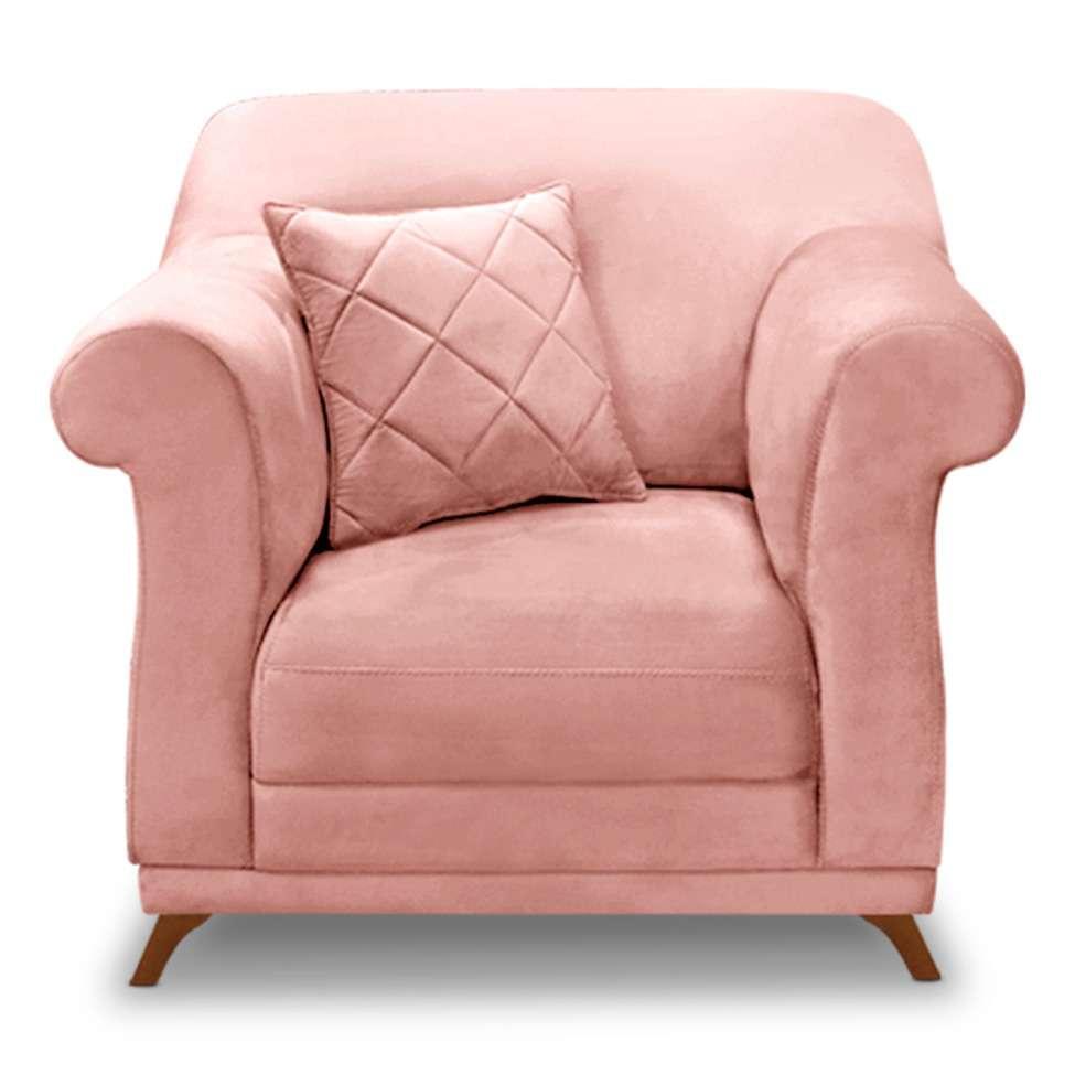 Poltrona Abruzzo Veludo Rosa - 5