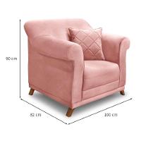 Poltrona Abruzzo Veludo Rosa - 3