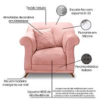 Poltrona Abruzzo Veludo Rosa