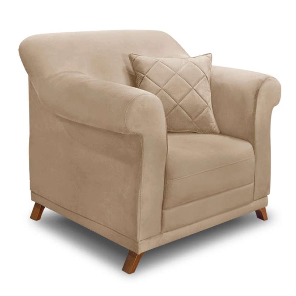 Poltrona Abruzzo Suede Bege - 1