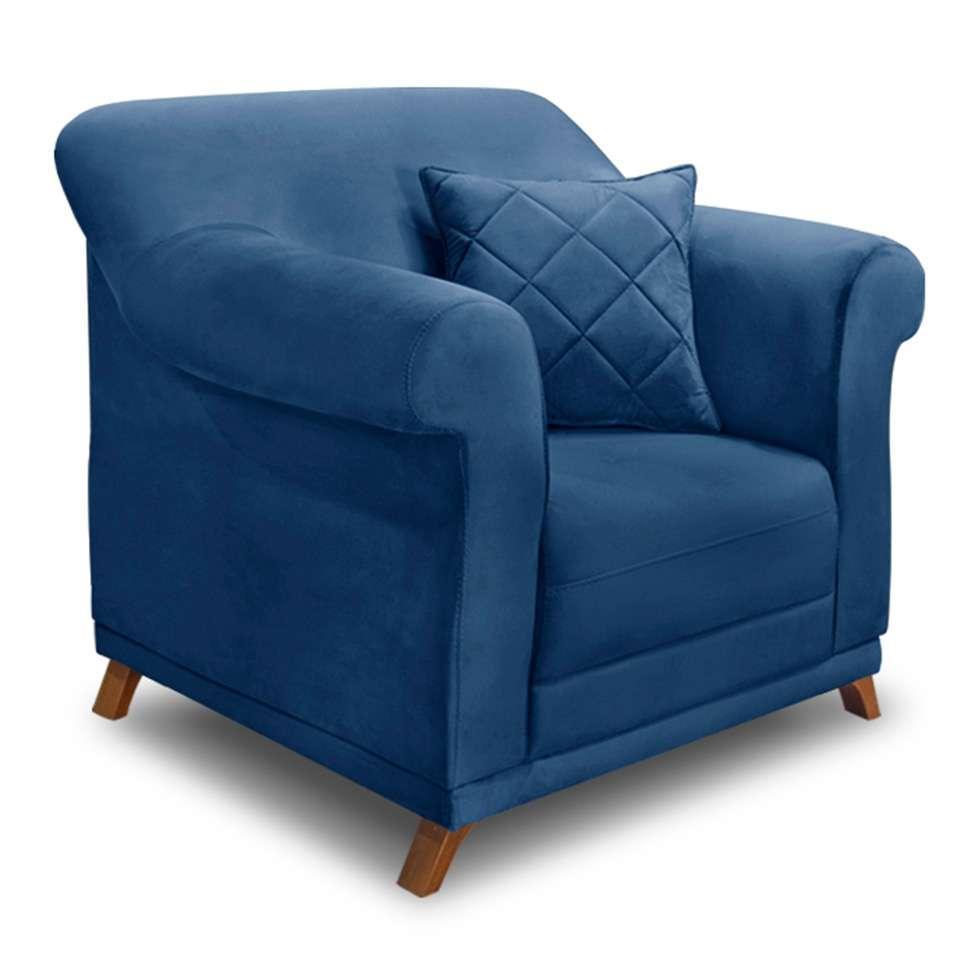 Poltrona Abruzzo Suede Azul Marinho - 1