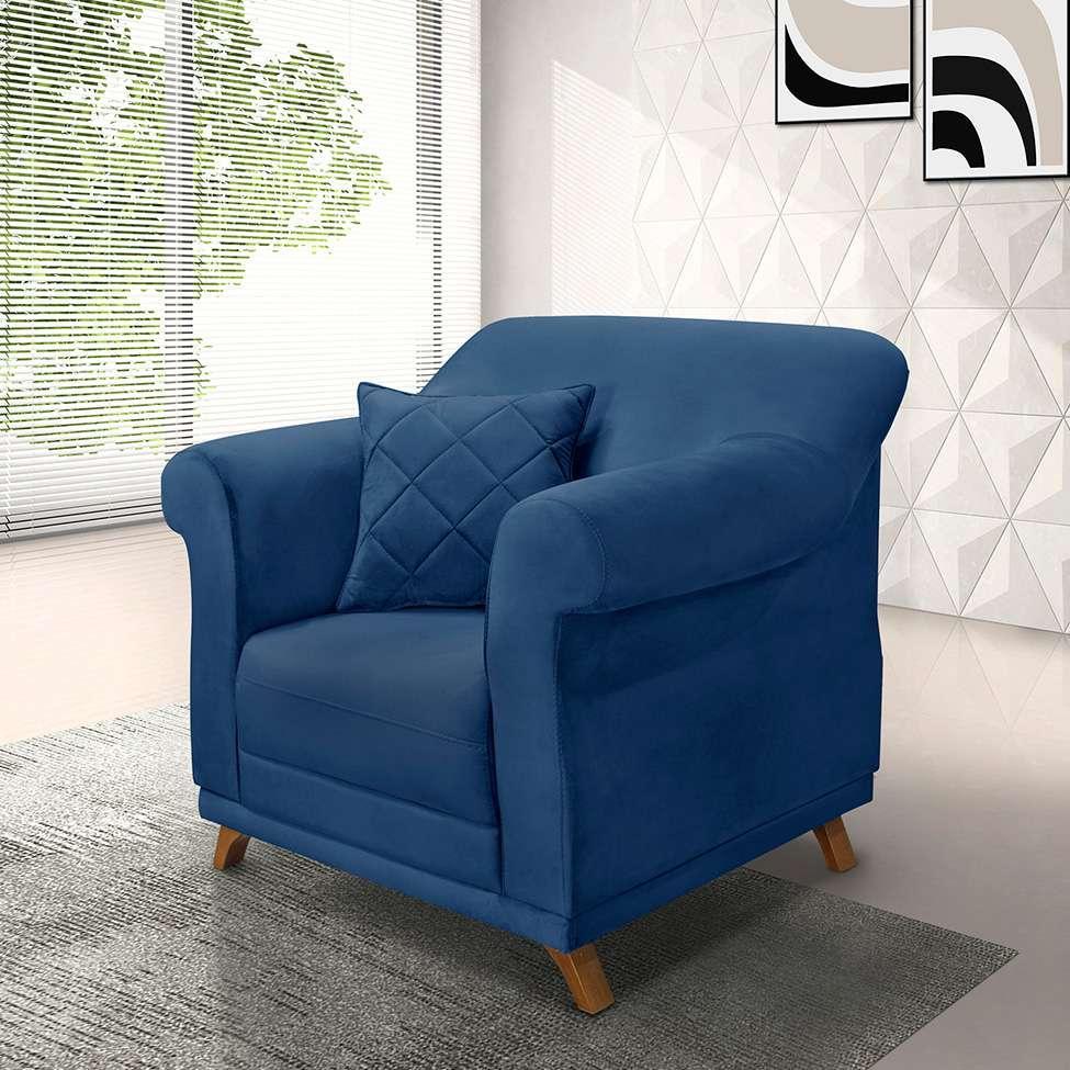 Poltrona Abruzzo Suede Azul Marinho - 2