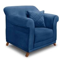 Poltrona Abruzzo Suede Azul Marinho - 1