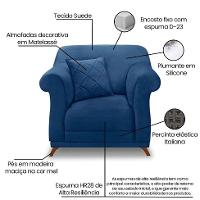 Poltrona Abruzzo Suede Azul Marinho