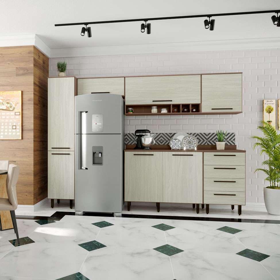 Cozinha Compacta Evolution 7 PT 4 GV Legno e Crema - 1