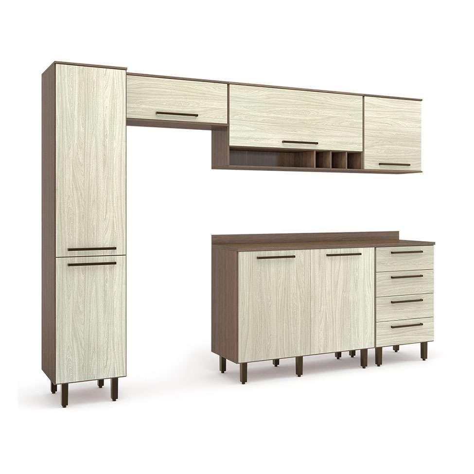 Cozinha Compacta Evolution 7 PT 4 GV Legno e Crema - 2