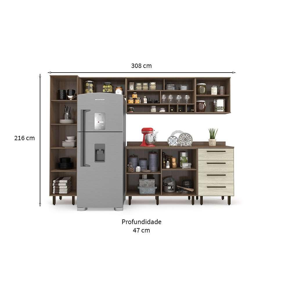 Cozinha Compacta Evolution 7 PT 4 GV Legno e Crema - 3