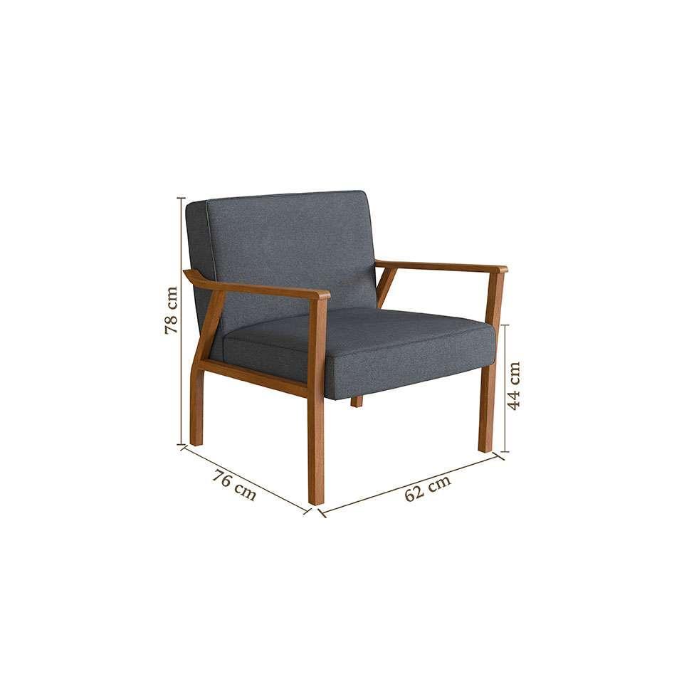 Poltrona Antonia Poliéster Chumbo e Nogueira - 3