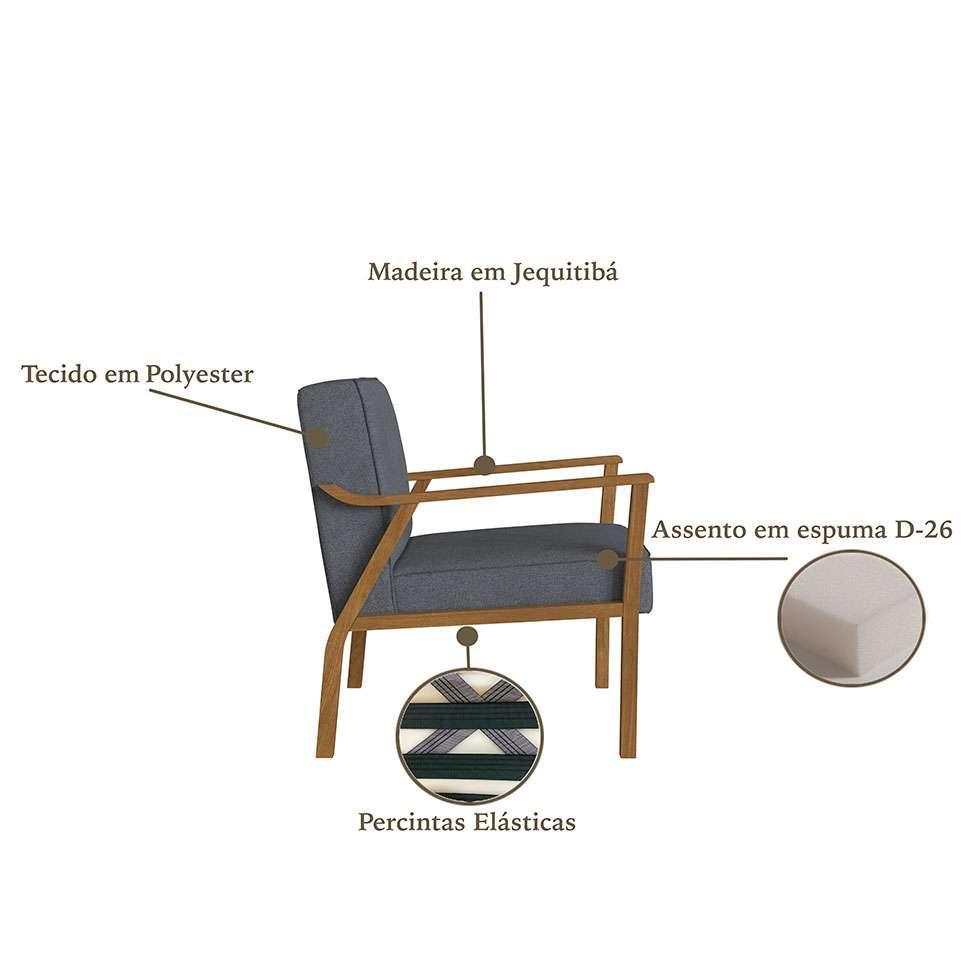 Poltrona Antonia Poliéster Chumbo e Nogueira - 4