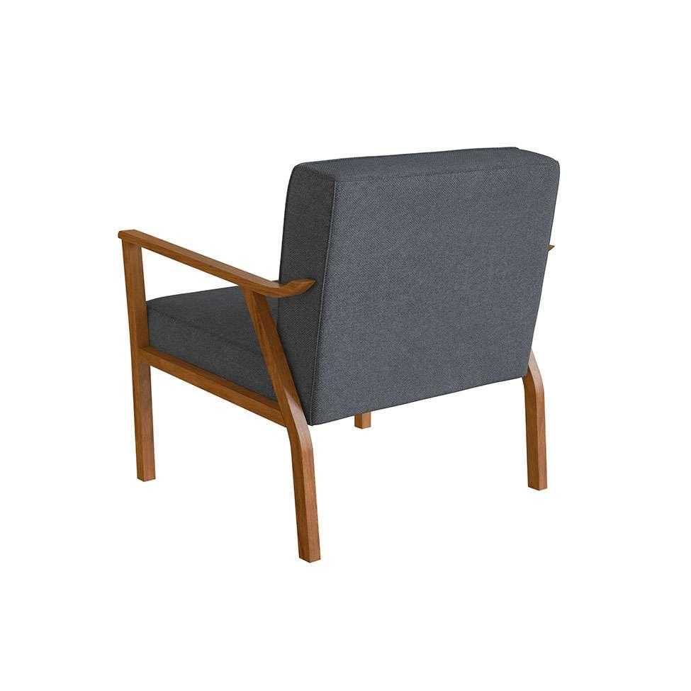 Poltrona Antonia Poliéster Chumbo e Nogueira - 6