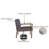 Poltrona Antonia Poliéster Chumbo e Nogueira