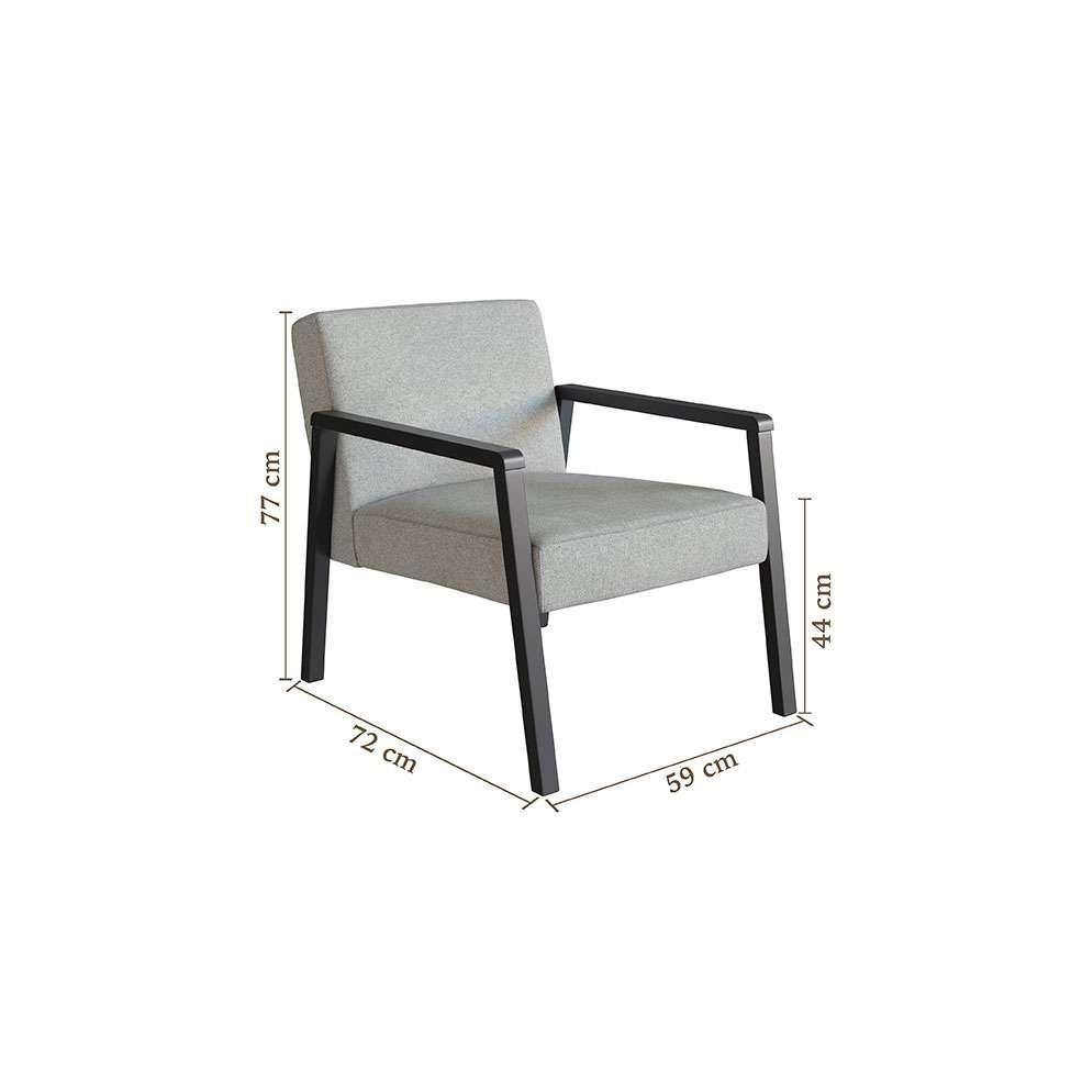 Poltrona Slim Poliéster Cinza Claro e Preta - 3