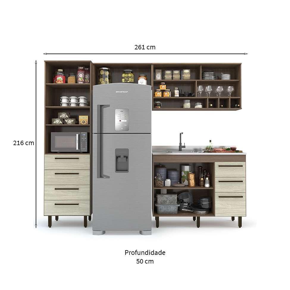 Cozinha Compacta Evolution 5 PT 7 GV Legno e Crema - 3