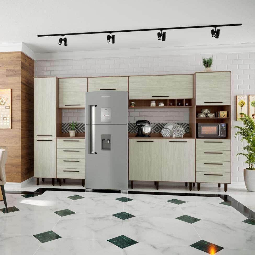 Cozinha Compacta Evolution 8 PT 8 GV Legno e Crema - 1