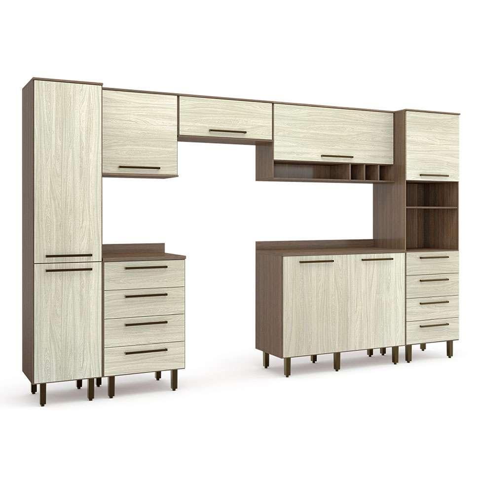 Cozinha Compacta Evolution 8 PT 8 GV Legno e Crema - 2