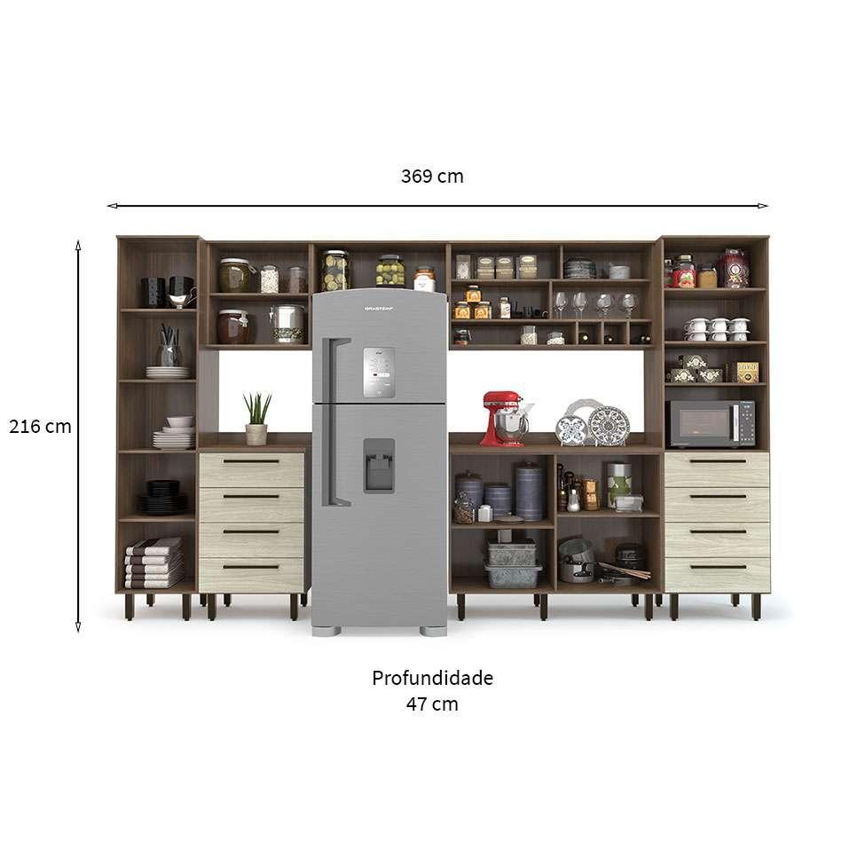 Cozinha Compacta Evolution 8 PT 8 GV Legno e Crema - 3