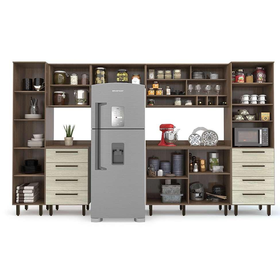 Cozinha Compacta Evolution 8 PT 8 GV Legno e Crema - 4