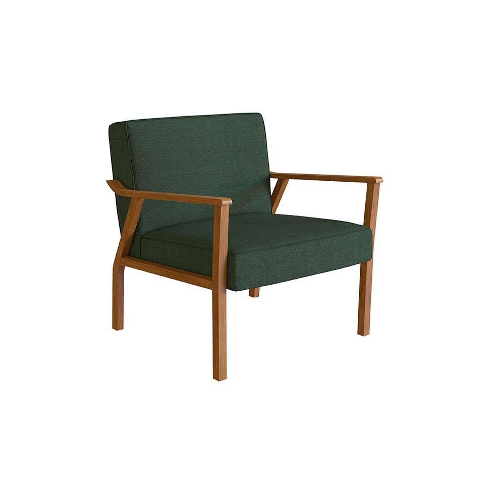 Poltrona Antonia Algodão Verde e Nogueira - 2