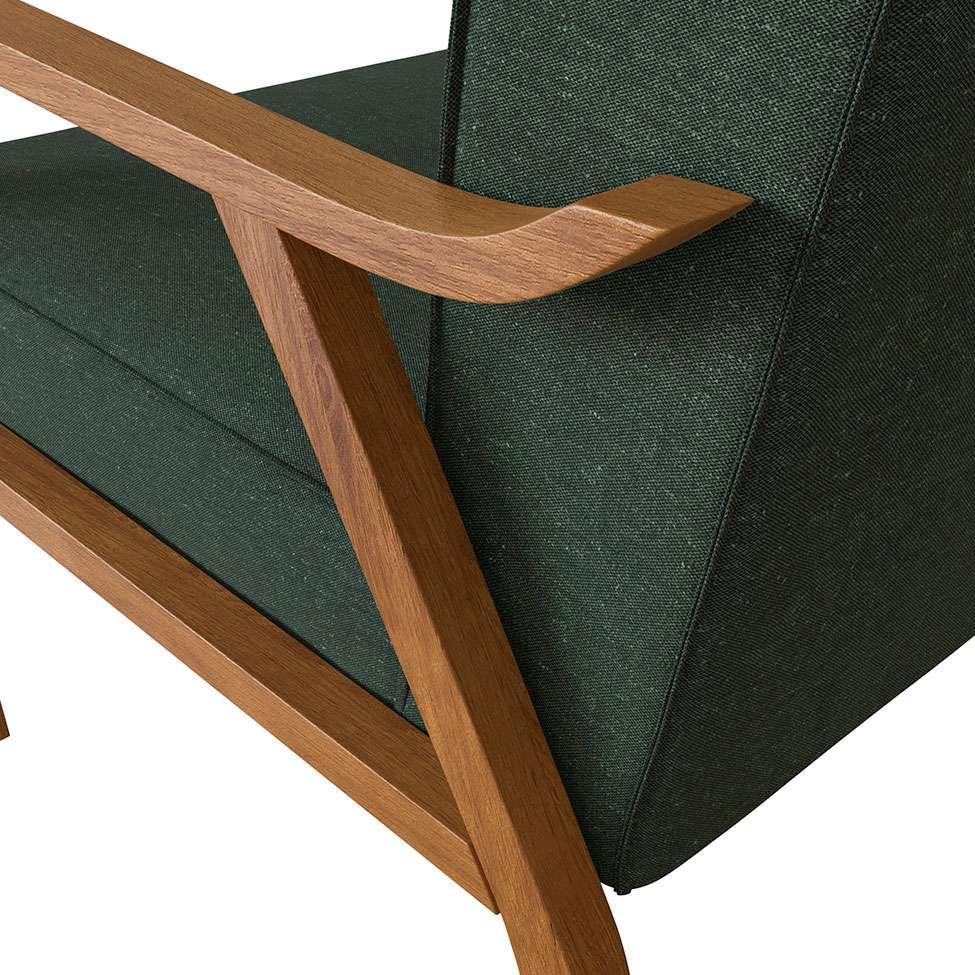Poltrona Antonia Algodão Verde e Nogueira - 7