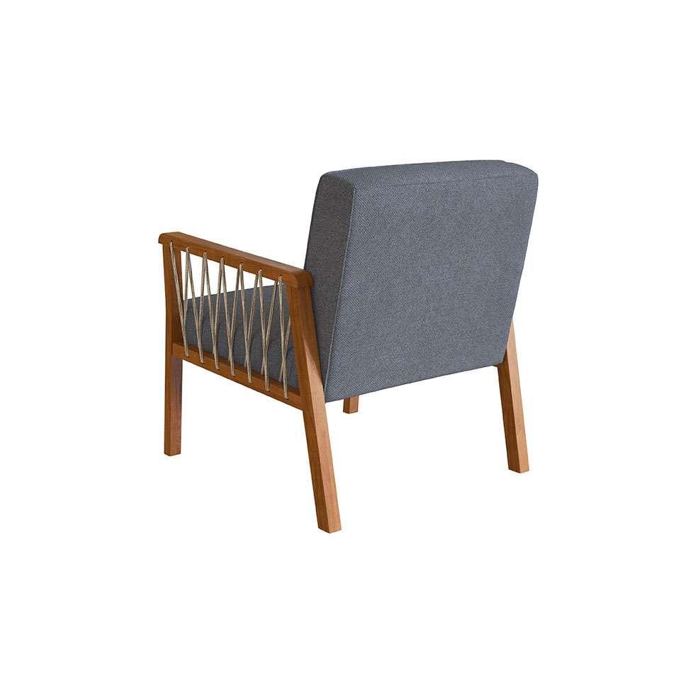 Poltrona Lara Poliéster Chumbo e Nogueira - 6