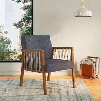 Poltrona Lara Poliéster Chumbo e Nogueira - 1