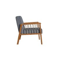 Poltrona Lara Poliéster Chumbo e Nogueira - 5