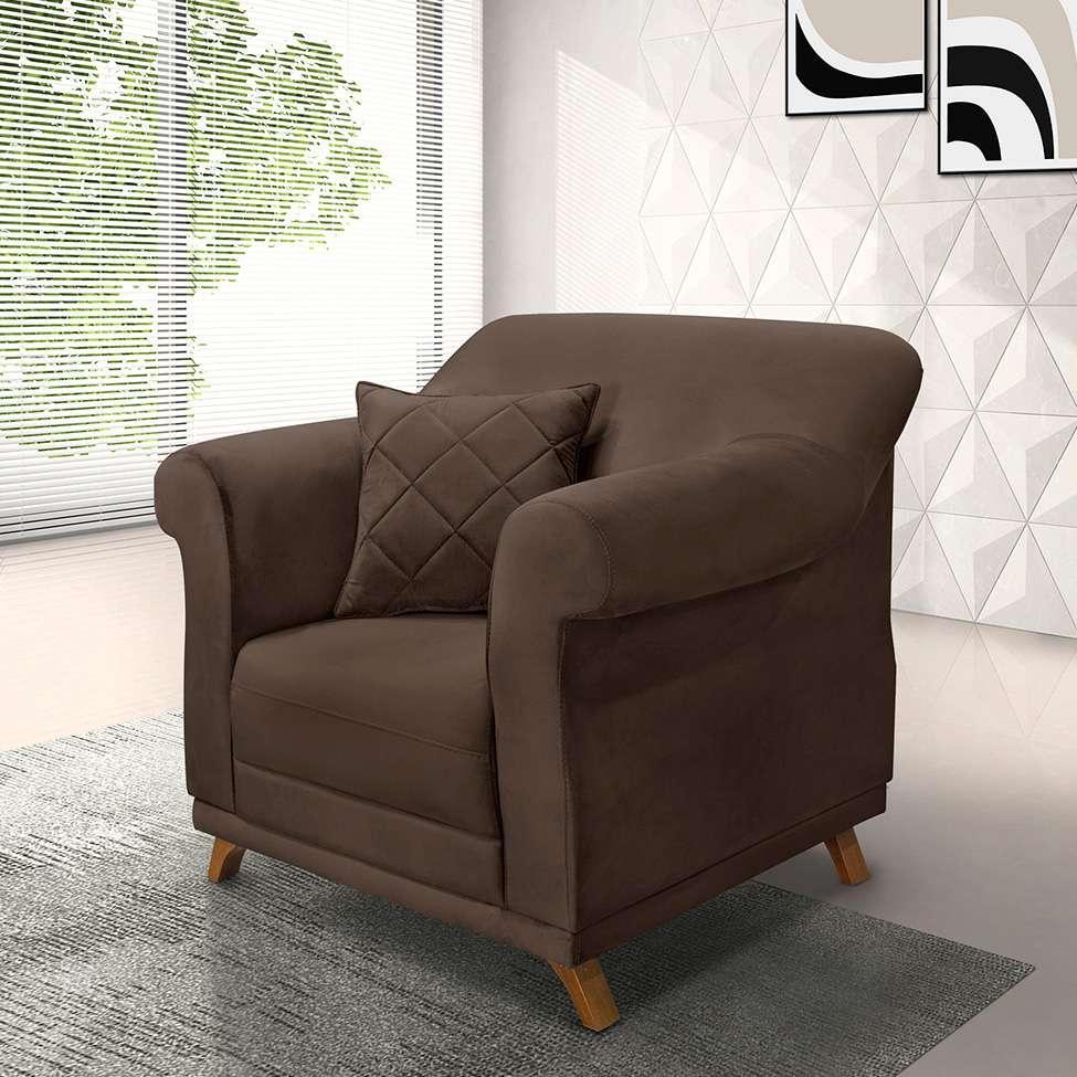 Poltrona Abruzzo Veludo Marrom - 2