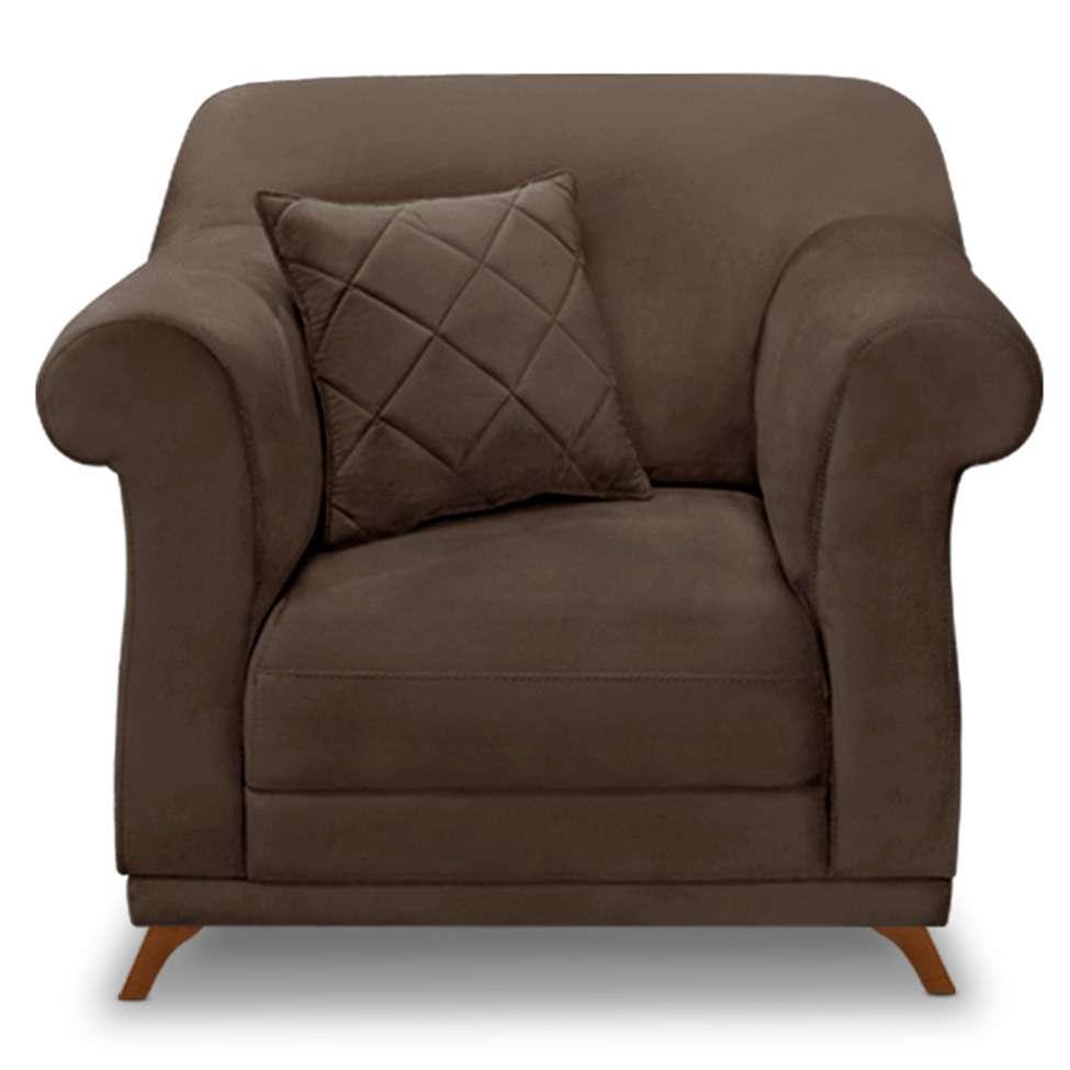 Poltrona Abruzzo Veludo Marrom - 5