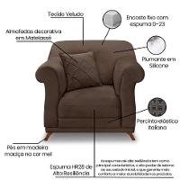 Poltrona Abruzzo Veludo Marrom