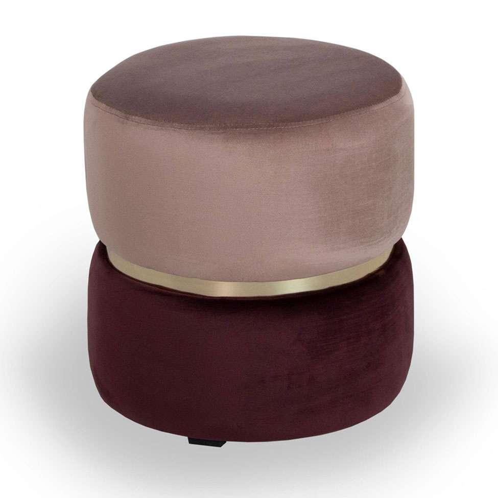 Puff Round Rainbown Veludo Rosa e Uva - 1