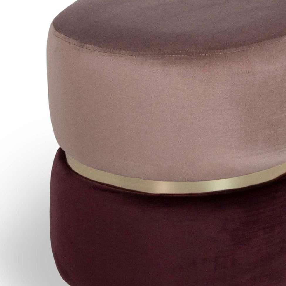Puff Round Rainbown Veludo Rosa e Uva - 2