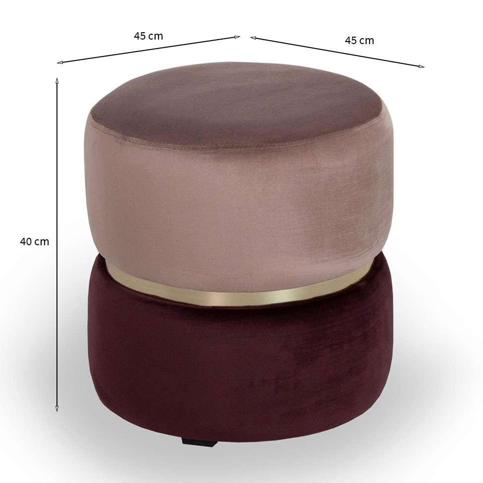 Puff Round Rainbown Veludo Rosa e Uva - 3