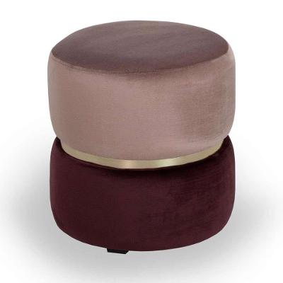 Puff Round Rainbown Veludo Rosa e Uva