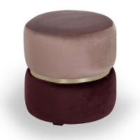 Puff Round Rainbown Veludo Rosa e Uva - 1