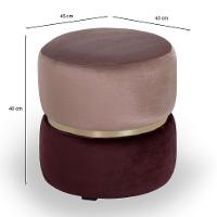 Puff Round Rainbown Veludo Rosa e Uva - 3