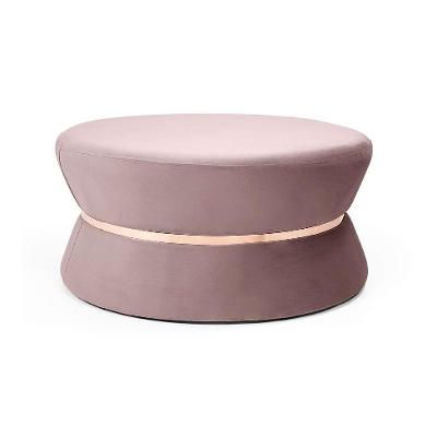 Puff Fritz Veludo Rosa e Rose