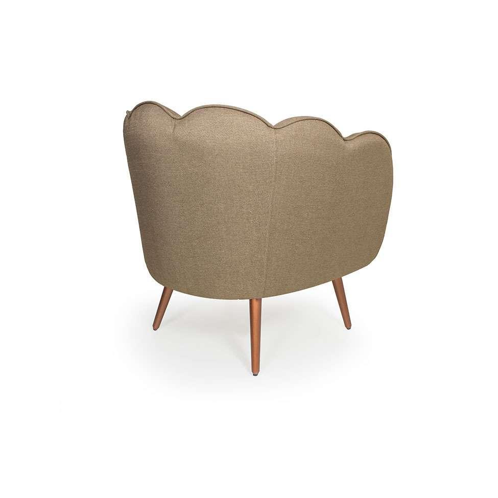 Poltrona Ariel Pé Palito Linho Bege e Cobre - 4