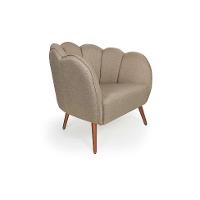 Poltrona Ariel Pé Palito Linho Bege e Cobre - 1