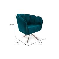 Poltrona Ariel Giratória Veludo Turquesa e Champagne - 3